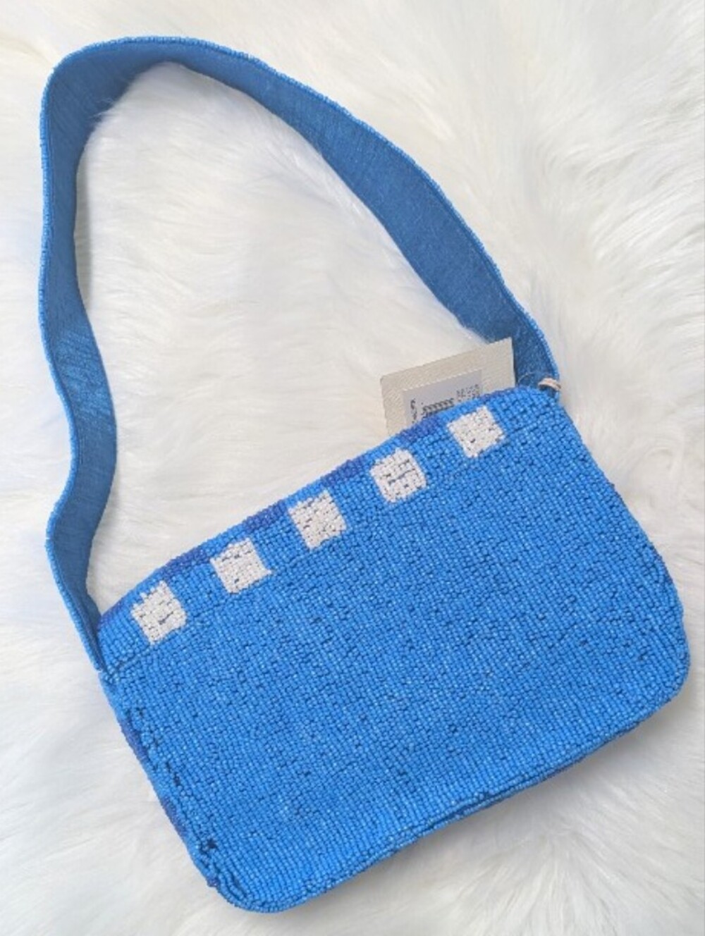 Viral 🎥 SOL and MER Blue Gingham Beaded Lobster and Lemon Shoulder Bag 🦞 - Picture 5 of 16